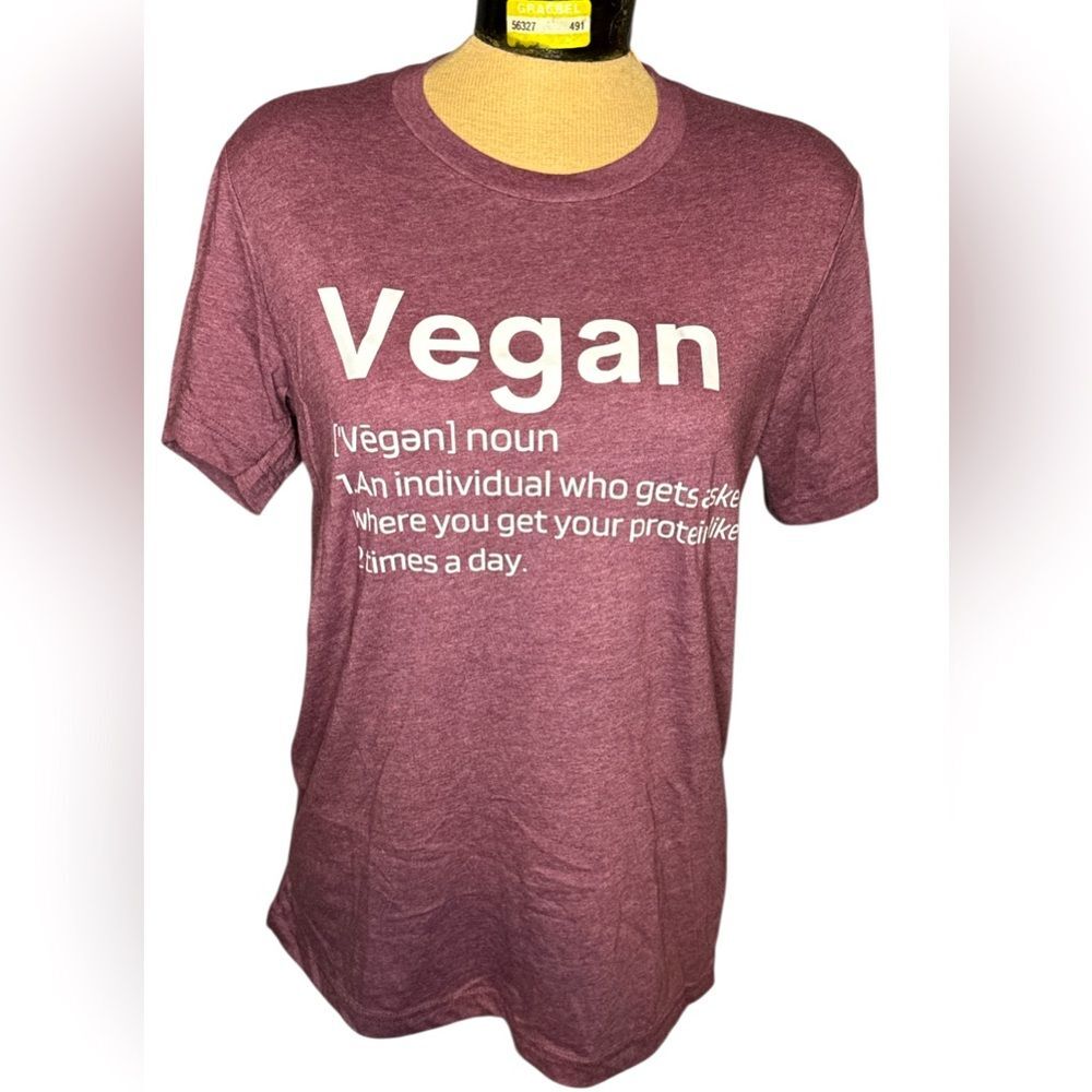 Canvas Women’s VEGAN Purple Short Sleeve T-Shirt Graphic Size Medium